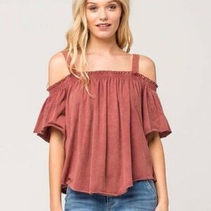 Free People We The Free Darling Off The Shoulder Top Rust Terracotta Small